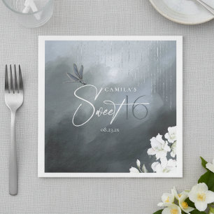 Serviette En Papier Dragonfly Floral Fantaisiste Sweet 16 Bleu ID1310