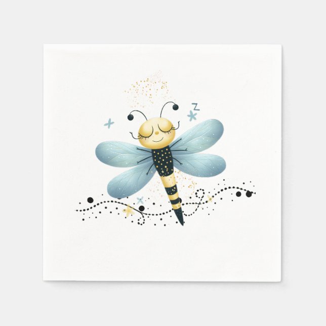 Serviette En Papier Dragonfly Sleepy Whimsical (Devant)