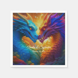 Serviette En Papier Dragons colorés en amour
