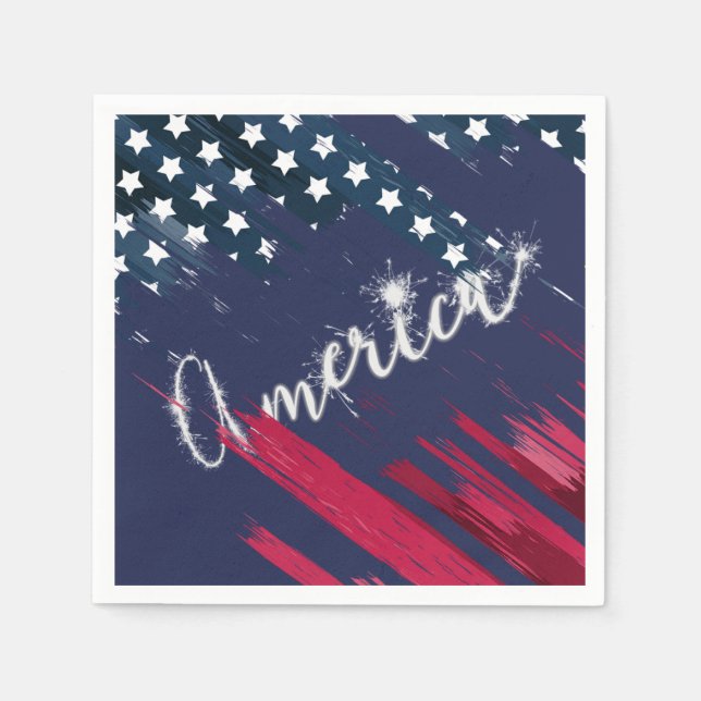 Serviette En Papier Drapeau 4 juillet Parti Sparkler (Devant)