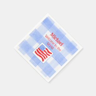 Serviette En Papier Drapeau américain à carreaux bleus BIENVENUE DANS 