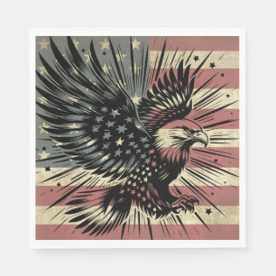 Serviette En Papier Drapeau Américain Aigle à tête blanche Patriotique