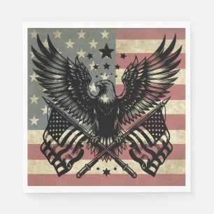 Serviette En Papier Drapeau Américain Aigle à tête blanche Patriotique