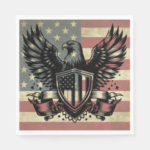 Serviette En Papier Drapeau Américain Aigle à tête blanche Patriotique