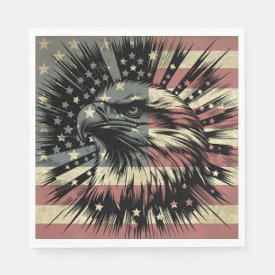 Serviette En Papier Drapeau Américain Aigle à tête blanche Patriotique