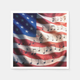 Serviette En Papier Drapeau américain avec notes de musique