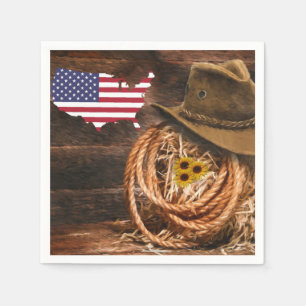 Serviette En Papier Drapeau américain Casquette lasso