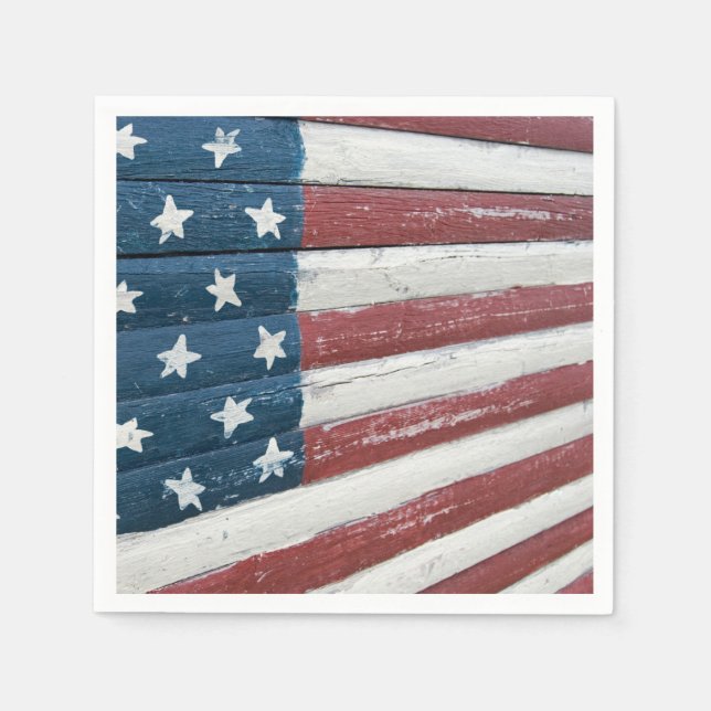 Serviette En Papier Drapeau américain en bois (Devant)