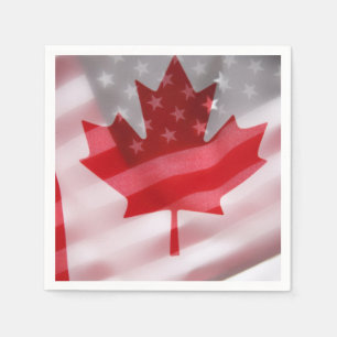 Serviette En Papier Drapeau américain et canadien
