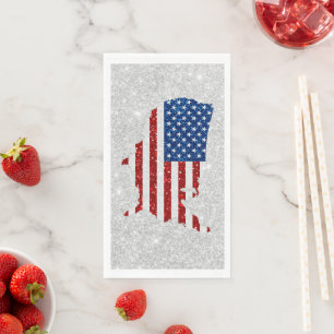 Serviette En Papier Drapeau américain étoiles et bandes 4 juillet Pail