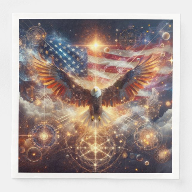 Serviette En Papier Drapeau américain - Étoiles et rayures - Aigle cha (Devant)