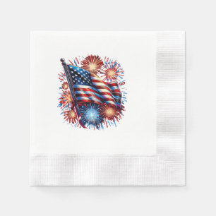 Serviette En Papier Drapeau américain Feux d'artifice Patriotique