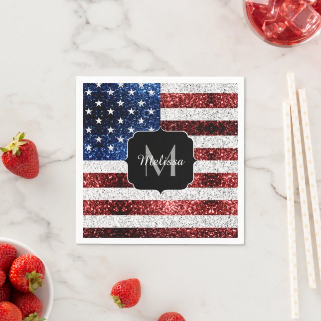 Serviette En Papier Drapeau américain rouge blanc brillant parties sci (En situation)