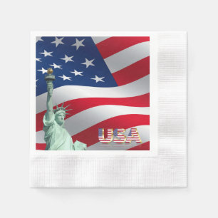 Serviette En Papier Drapeau américain Statue Liberty