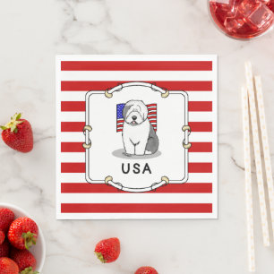 Serviette En Papier Drapeau américain Vieux chien anglais (Grey 1)