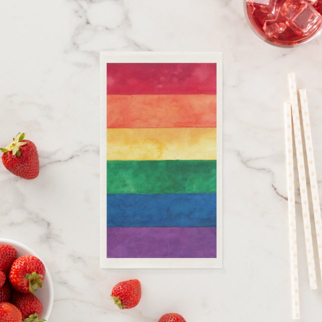 Serviette En Papier Drapeau arc-en-ciel gay pride (En situation)
