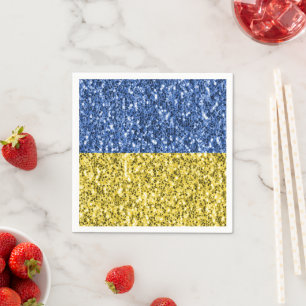 Serviette En Papier Drapeau bleu jaune Ukraine parties scintillant fau