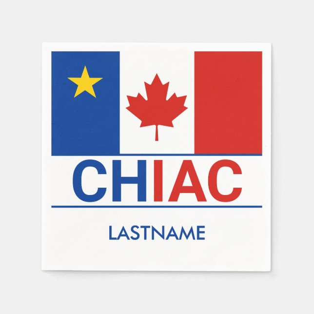 Serviette En Papier Drapeau canadien acadien de Chiac Nom (Devant)