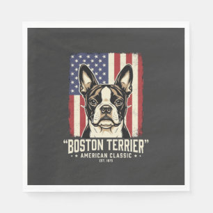 Serviette En Papier Drapeau Classique Américain Boston Terrier