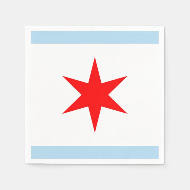 Serviette En Papier Drapeau de Chicago Red Star Blue Stripes Ville de  (Devant)