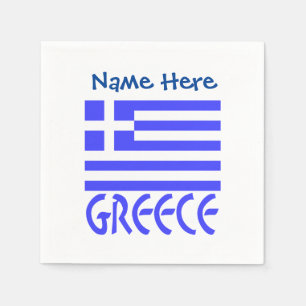Serviette En Papier Drapeau de la Grèce personnalisé sur papier