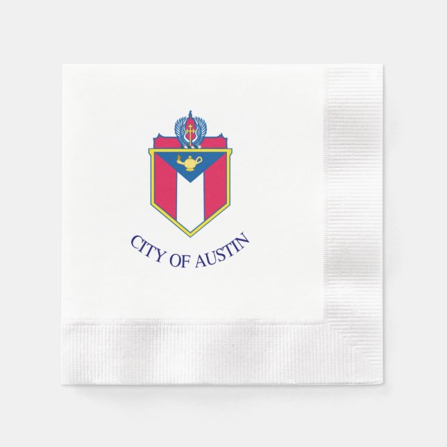 Serviette En Papier Drapeau de la ville d'Austin (Devant)