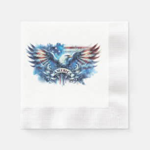 Serviette En Papier Drapeau de l'aigle et des USA.Patriotique.