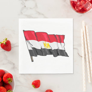 Serviette En Papier Drapeau de l'Égypte en détresse dessiné à la main