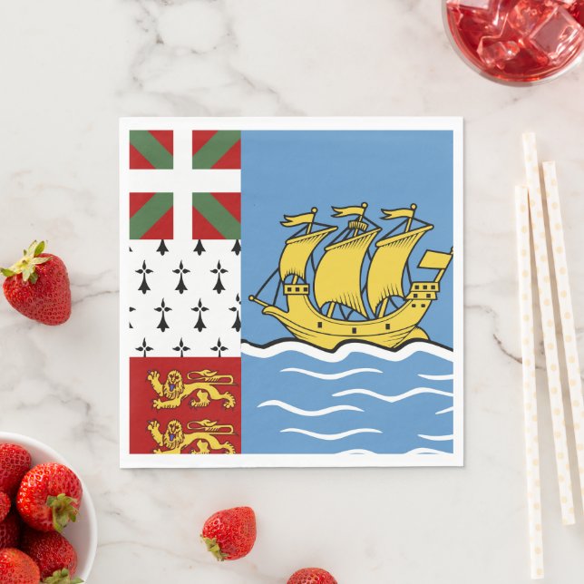 Serviette En Papier Drapeau de Saint-Pierre-et-Miquelon (En situation)
