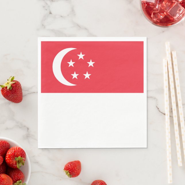 Serviette En Papier Drapeau de Singapour (En situation)