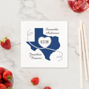 Serviette En Papier Drapeau d'état Bleu Texas Curling Mariage Date
