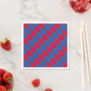 Serviette En Papier Drapeau diamant Bavière bleu et rouge Motif