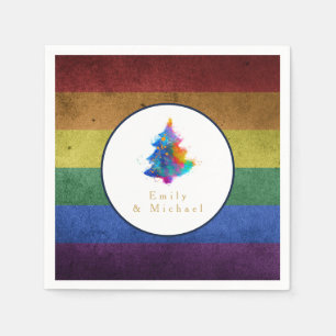 Serviette En Papier Drapeau du Gay pride de la fête de l'Arbre de Noël