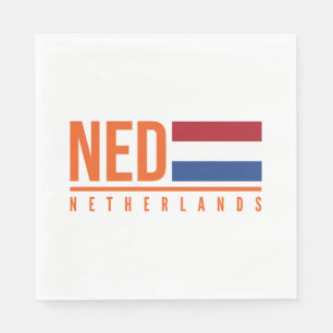 Serviette En Papier Drapeau Du Pays-Bas & Nom