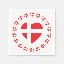 SERVIETTE EN PAPIER DRAPEAU EN FORME DE COEUR DANEMARK
