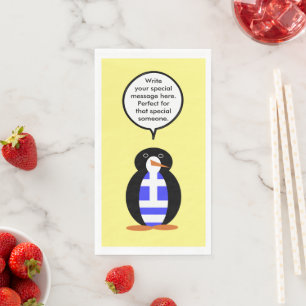 Serviette En Papier Drapeau grec parlant Ms Penguin personnalisé