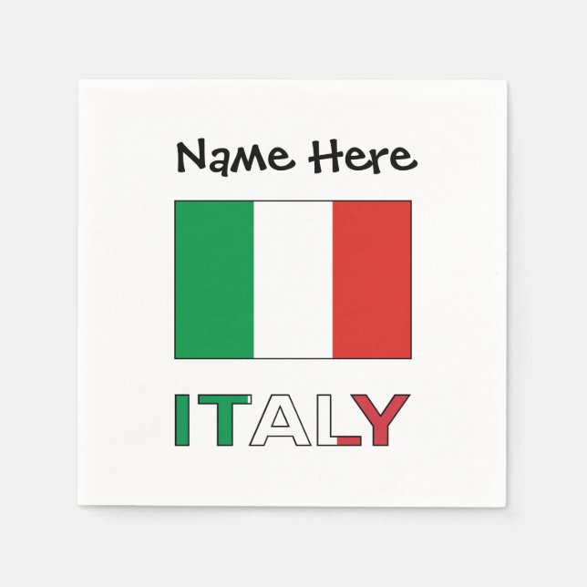 Serviette En Papier Drapeau italien avec votre nom (Devant)