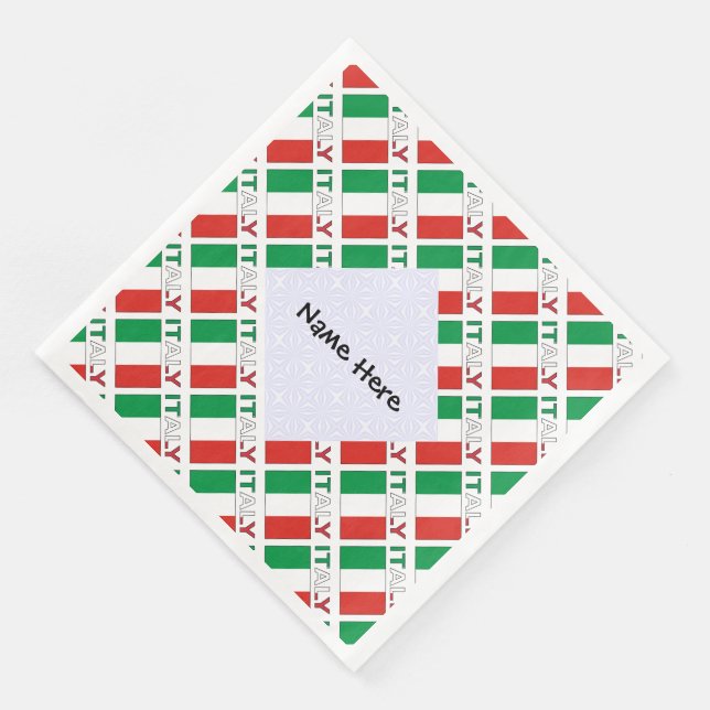Serviette En Papier Drapeau italien avec votre nom (Coin)