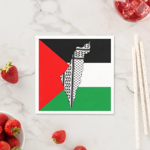 Serviette En Papier Drapeau palestinien et carte avec Motif Keffiyeg
