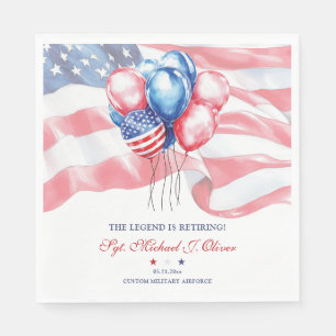 Serviette En Papier Drapeau patriotique et ballons Retraite militaire