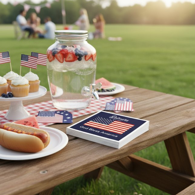 Serviette En Papier Drapeau personnalisé Dieu béni l'Amérique (Personalized God Bless America Flag Napkins)