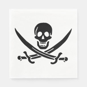Serviette En Papier Drapeau pirate crâne épées croisées