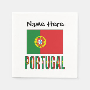 Serviette En Papier Drapeau portugais personnalisé avec nom