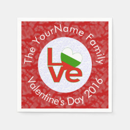 Serviette En Papier Drapeau rouge d'amour bulgare personnalisé