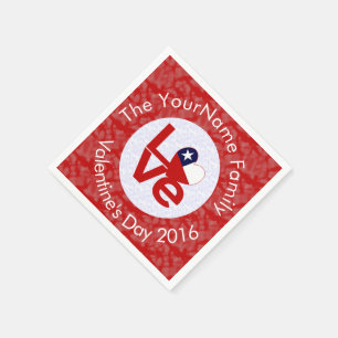 Serviette En Papier Drapeau Rouge du Chili AMOUR Personnalisé 