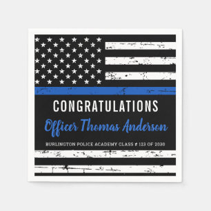 Serviette En Papier Drapeau Rustique mince Bleu Ligne Police Graduatio