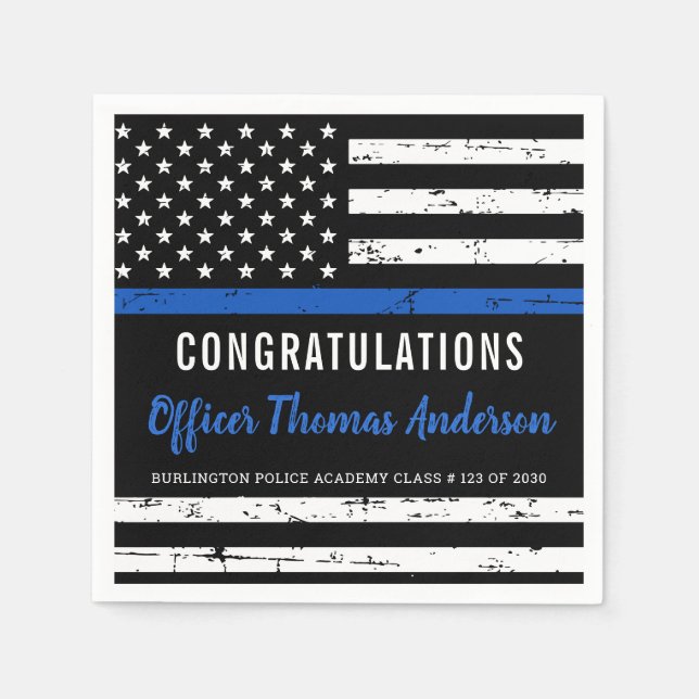 Serviette En Papier Drapeau Rustique mince Bleu Ligne Police Graduatio (Devant)