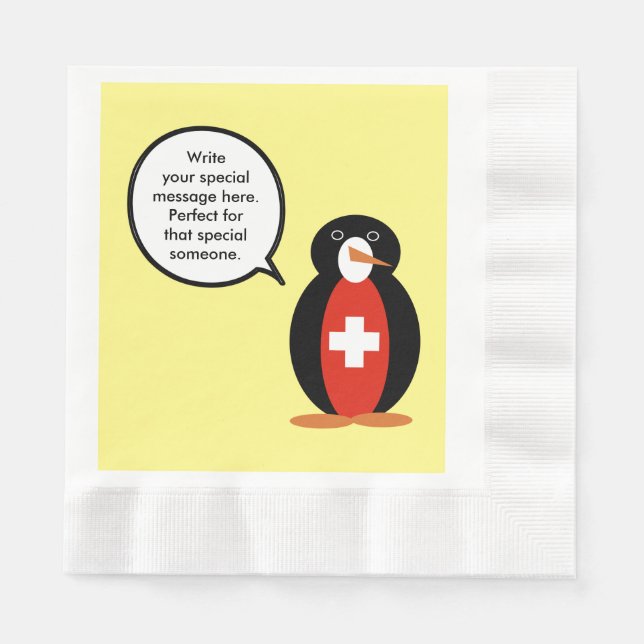 Serviette En Papier Drapeau suisse Parlant M. Penguin (Devant)