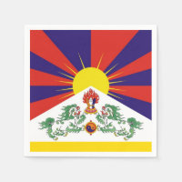 Drapeau Tibet & Lions de Neige, mantra - L'Himalay