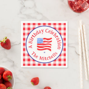 Serviette En Papier Drapeau USA aquarelle ANNIVERSAIRE Rouge Blanc Ble